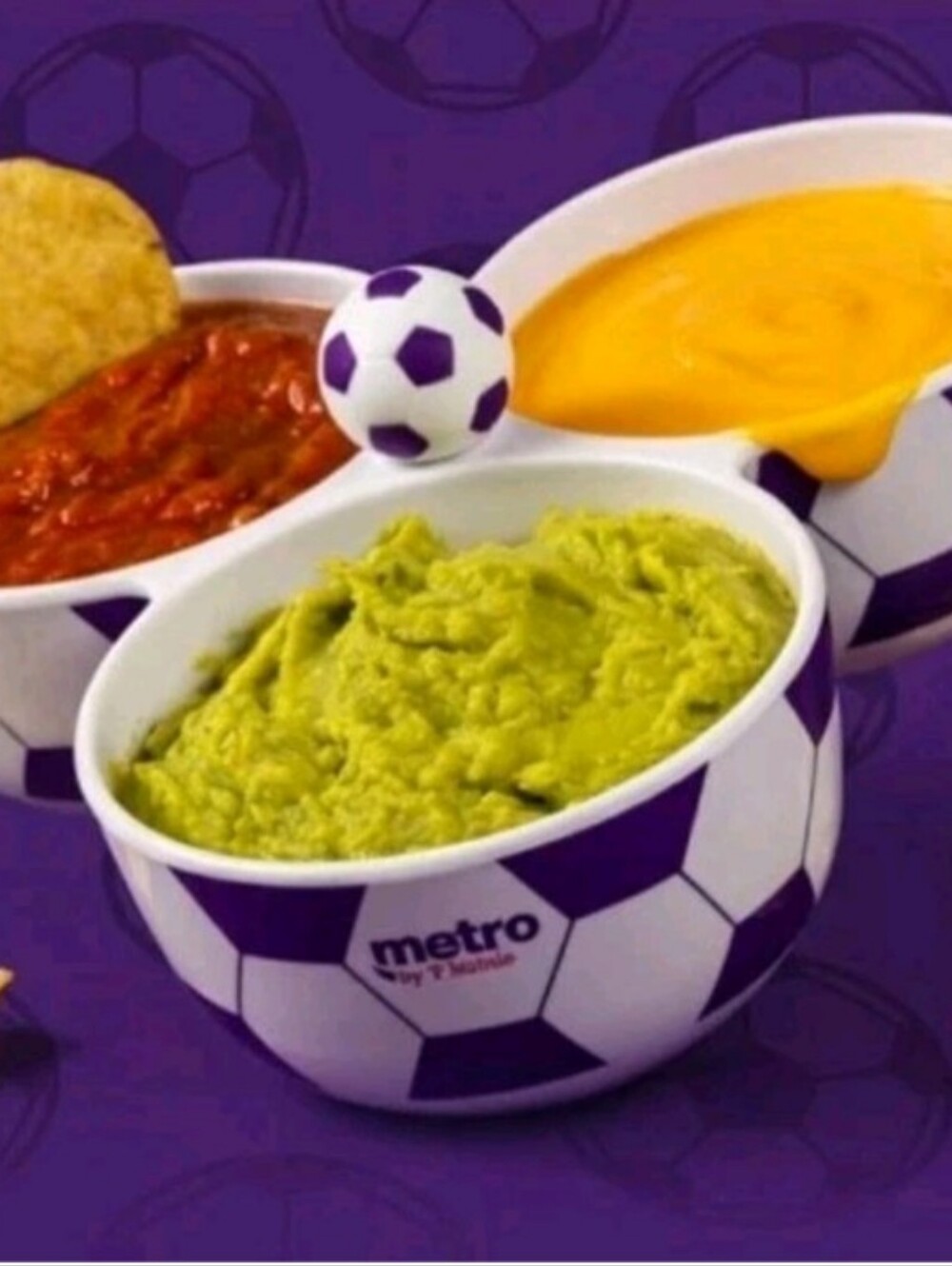 Metro By T Mobile Soccer ball‎ Themed Trio Bowl World Cup Futbol Serving Tray